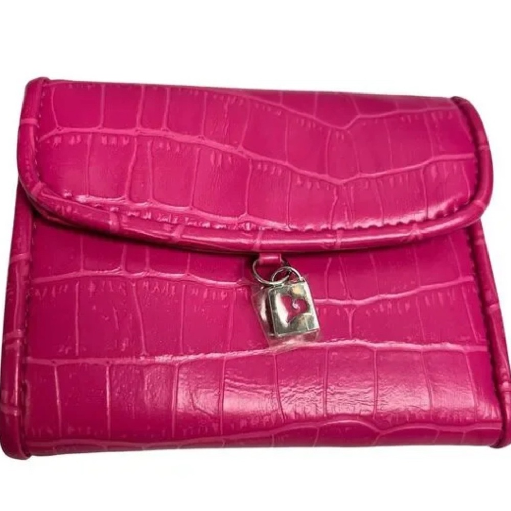 MK Mary Kay Pink Crocodile-Embossed Women's Tri Fold Wallet Billfold Cardholder